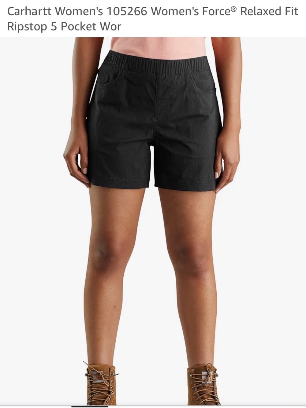 Carhartt Women's Black Relaxed Fit Ripstop Shorts XL